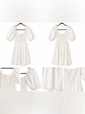 Smocked Puff-Sleeve Dress